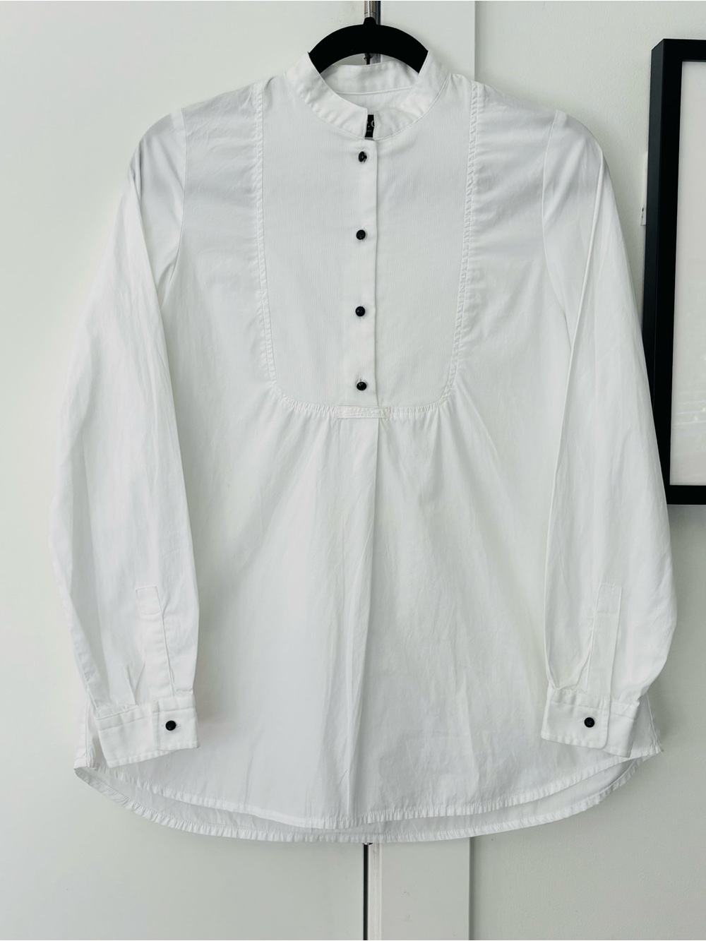 A.P.C rue madame Paris white mandarin collar blouse long sleeve size 36 (small)